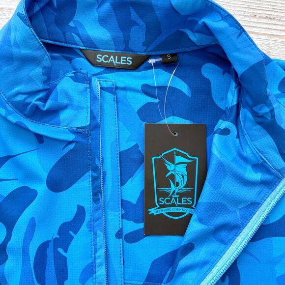 New Scales Full Zip Performance Fishing Sport Jacket | Blue Camo Size‎ Small - Picture 2 of 6